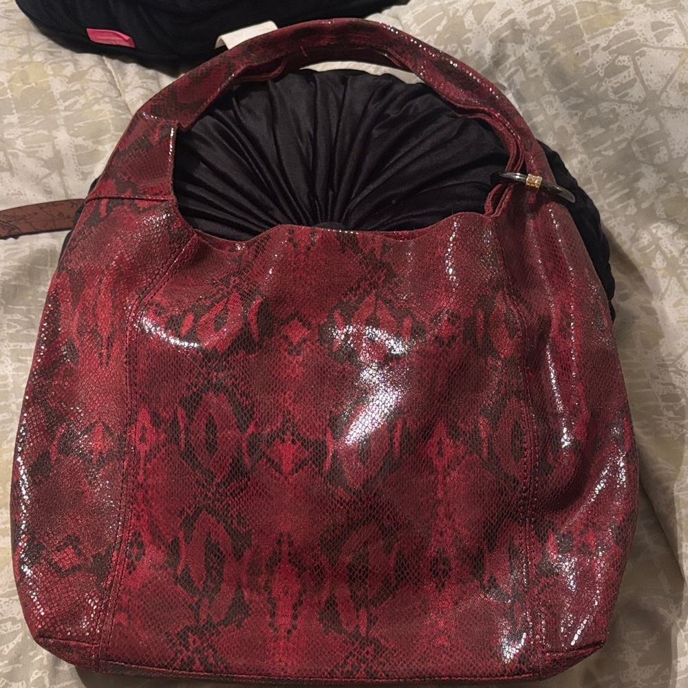 Kate Landry Red Snakeskin Pattern Women's leather Bag